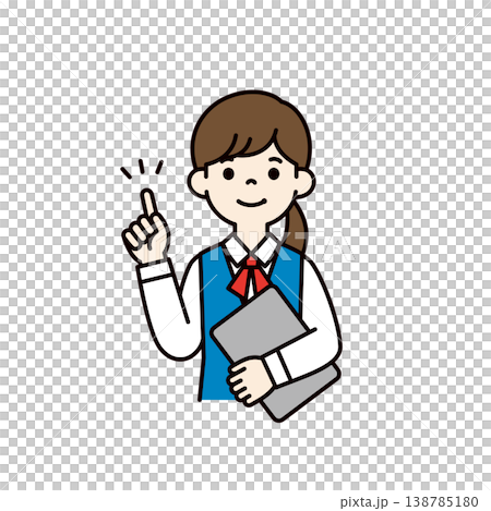 ノートパソコンを持ってポイントを説明する、OL・受付・事務員の上半身ベクターイラスト素材 ノートパソコンを持ってポイントを説明する、OL・受付・事務員の上半身ベクターイラスト素材 138785180
