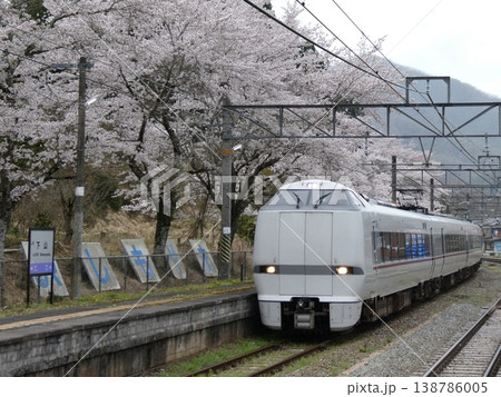 山陰本線・下山駅の桜と特急きのさき 山陰本線・下山駅の桜と特急きのさき 138786005