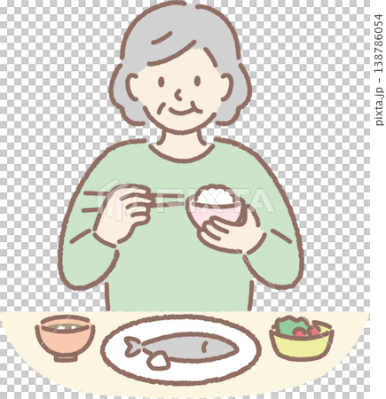 Elderly women who eat healthy meals 138786054
