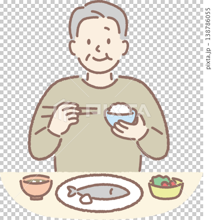 Elderly men who eat healthy meals 138786055