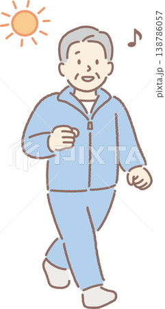 散歩、ウォーキングをする高齢男性 138786057