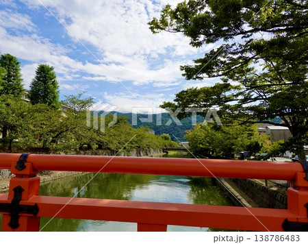 京都 京都市美術館南側の赤い橋の欄干と琵琶湖疏水が見える 京都市東山区 京都 京都市美術館南側の赤い橋の欄干と琵琶湖疏水が見える 京都市東山区 138786483