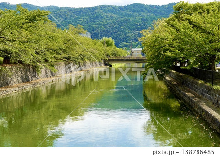 京都 京都市美術館南側の琵琶湖疏水に東山が映り込む風景 京都市東山区 京都 京都市美術館南側の琵琶湖疏水に東山が映り込む風景 京都市東山区 138786485