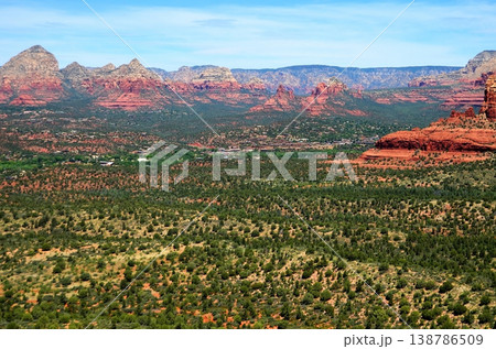 Aerial View Red Rock Country surrounding Sedona Arizona Aerial View Red Rock Country surrounding Sedona Arizona 138786509