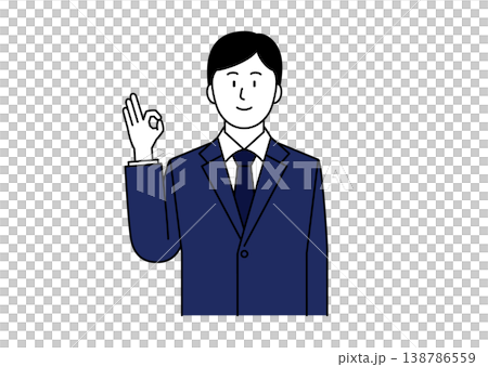 一位身穿西裝的年輕商人面帶微笑地比出「OK」手勢。 一位身穿西裝的年輕商人面帶微笑地比出「OK」手勢。 138786559
