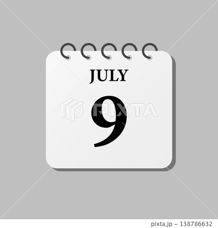 Icon page calendar day - 9 July Icon page calendar day - 9 July 138786632