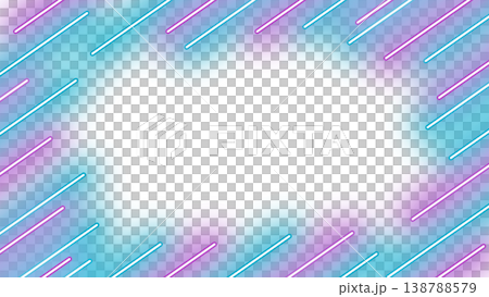 A digital frame background for live streaming events, featuring a navy background with pink and light blue neon lights (horizontal 16:9 aspect ratio). 138788579