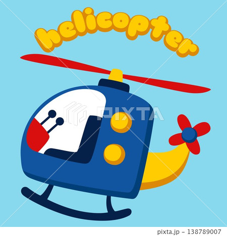 helicopter cartoon on blue sky background helicopter cartoon on blue sky background 138789007