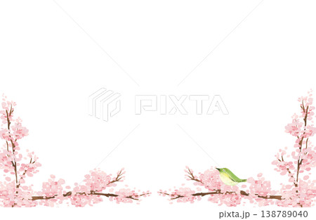 桜の手描き水彩風イラスト素材のフレーム 138789040