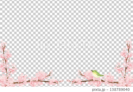 桜の手描き水彩風イラスト素材のフレーム 138789040