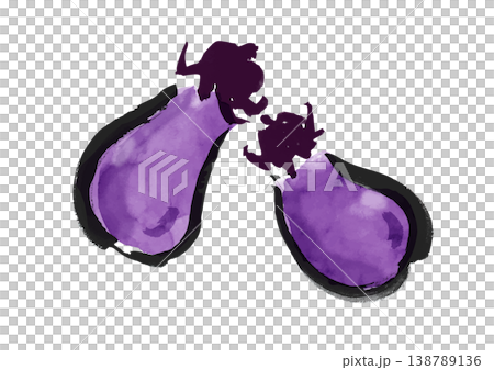 茄子の筆手書き和風イラスト素材 138789136