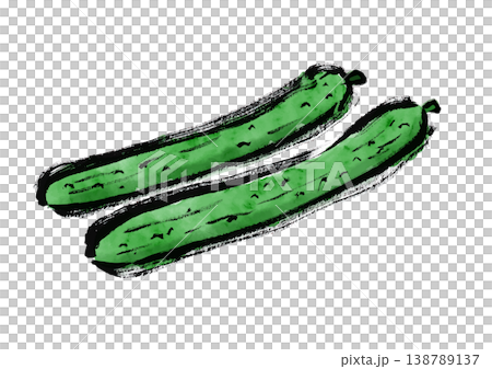 きゅうりの筆手書き和風イラスト素材 138789137