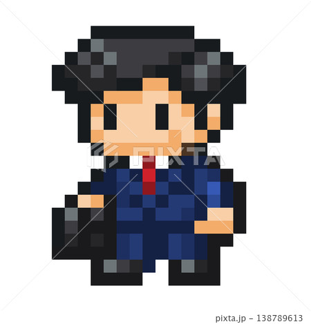 ゲーム調のドット絵のサラリーマン 138789613