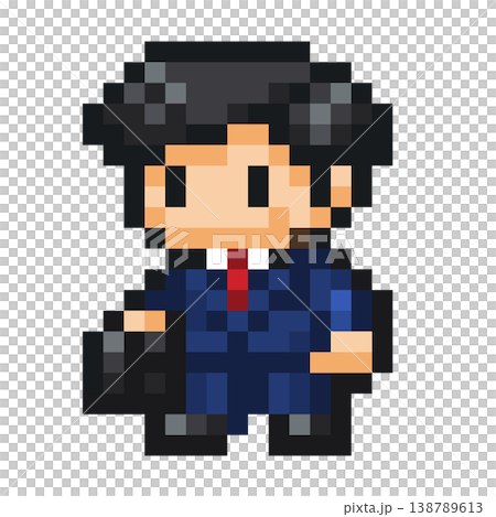 A salaryman in a game-style pixel art style. A salaryman in a game-style pixel art style. 138789613