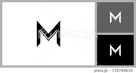 Sharp Geometric Letter M Initial Tech Logo Design 138789638