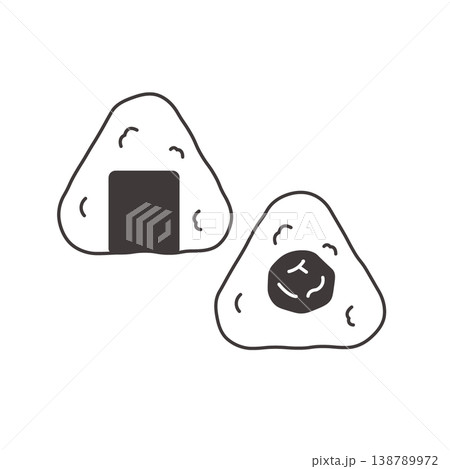 おにぎりのモノクロイラスト 食べ物 お弁当 おかずのイラスト シンプル 素材 弁当素材 おにぎりのモノクロイラスト 食べ物 お弁当 おかずのイラスト シンプル 素材 弁当素材 138789972