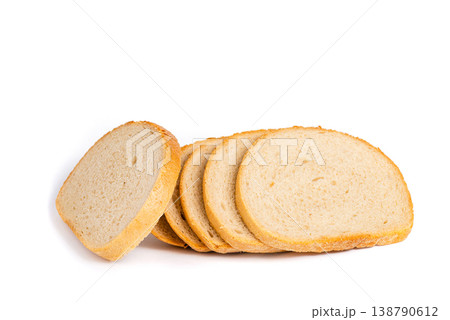 Fresh Slices of White Bread on White Fresh Slices of White Bread on White 138790612