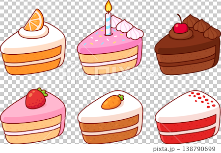 Cartoon cake slices illustration set Cartoon cake slices illustration set 138790699