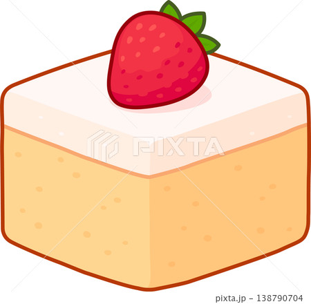 Tres leches cake illustration with strawberry 138790704