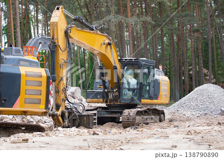Excavators working Excavators working 138790890