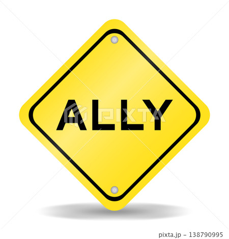 Yellow color transportation sign with word ally on white background Yellow color transportation sign with word ally on white background 138790995