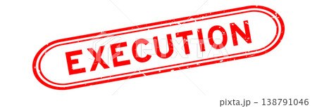 Grunge red execution word rubber seal stamp on white background 138791046