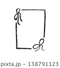 Chalk or crayon hand drawn coquette bow ribbon frame. Grunge rectangle and square shape. Vector stock illustration isolated on white background for design template social media files, print and photo. 138791123