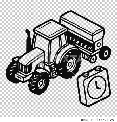 tractor with a tractor icon, outline style 138791129