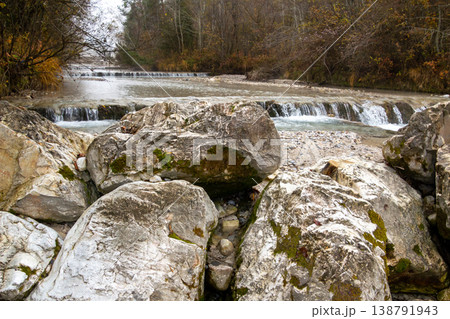 Waterfall at the river the Drau near Ferlach in Carinthia, Austria 138791943