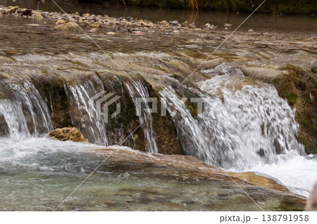 Waterfall at the river the Drau near Ferlach in Carinthia, Austria 138791958