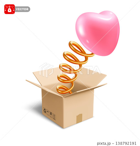 Surprise Delivery Box With Heart Jumping Out Of It Surprise Delivery Box With Heart Jumping Out Of It 138792191