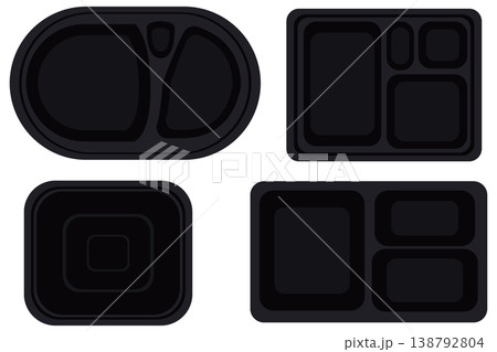 弁当容器のイラスト|使い捨てテイクアウトパッケージ・白背景 弁当容器のイラスト|使い捨てテイクアウトパッケージ・白背景 138792804