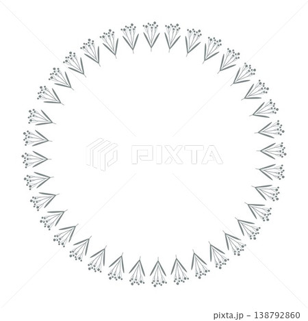 Simple vector botanical wreath of plants in a monochrome palette 138792860