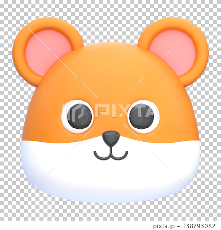 Cute 3D Hamster Icon, Cartoon Pet Animal Face, Adorable Small Character, Soft Rounded Illustration for UI App Sticker Mascot Design 138793082