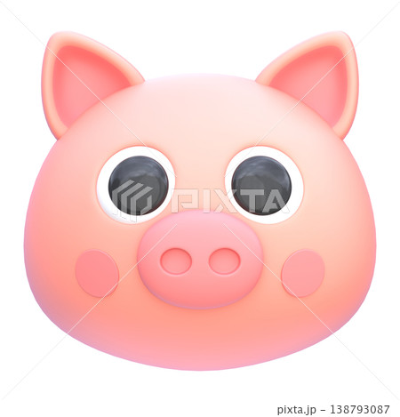 Cute 3D Pig Icon, Cartoon Farm Animal Face, Adorable Pink Character, Soft Rounded Illustration for UI App Sticker Mascot Design Cute 3D Pig Icon, Cartoon Farm Animal Face, Adorable Pink Character, Soft Rounded Illustration for UI App Sticker Mascot Design 138793087