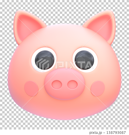 Cute 3D Pig Icon, Cartoon Farm Animal Face, Adorable Pink Character, Soft Rounded Illustration for UI App Sticker Mascot Design Cute 3D Pig Icon, Cartoon Farm Animal Face, Adorable Pink Character, Soft Rounded Illustration for UI App Sticker Mascot Design 138793087