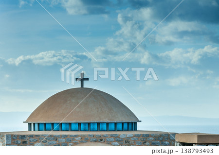 Detail of architecture chapel dome, Greece. Detail of architecture chapel dome, Greece. 138793493