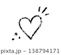 Crayon doodle heart. Chalk texture hand drawn line heart icon. Pencil love sign. Kid school crayon drawing. Scribble cute love shape. Vector illustration isolated on white background 138794171