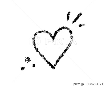 Crayon doodle heart. Chalk texture hand drawn line heart icon. Pencil love sign. Kid school crayon drawing. Scribble cute love shape. Vector illustration isolated on white background 138794171