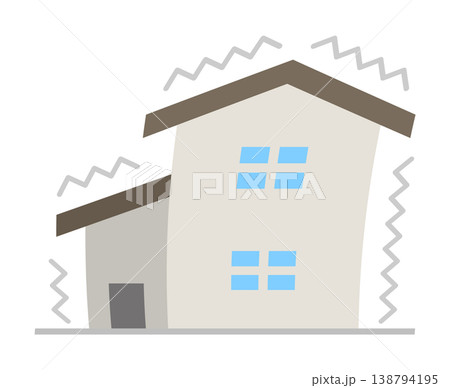 地震で揺れる家 138794195