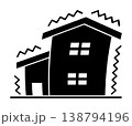 地震で揺れる家 138794196