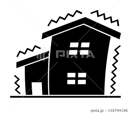 地震で揺れる家 138794196