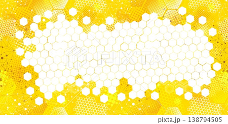 Honey background. Honeycomb frame for text. Hand drawn. Not AI, vector illustration. 138794505