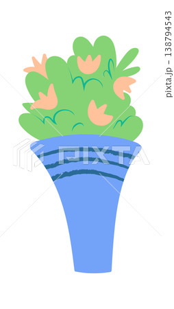 Bouquet Wrapped Tulips Cartoon 138794543