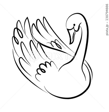 Swan Spreading Wings Line Art 138794666