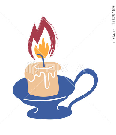 Candle Burning In Holder Cartoon 138794676