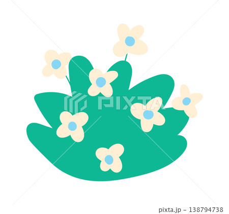 Bush With Blossoms Cartoon Style Bush With Blossoms Cartoon Style 138794738