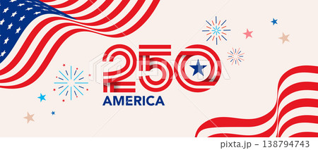 United States of America 250th anniversary celebration poster and banner background. Happy 4th of United States of America 250th anniversary celebration poster and banner background. Happy 4th of 138794743