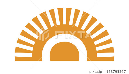 Sunburst Rising Half Circle Geometric Emblem Sunburst Rising Half Circle Geometric Emblem 138795367