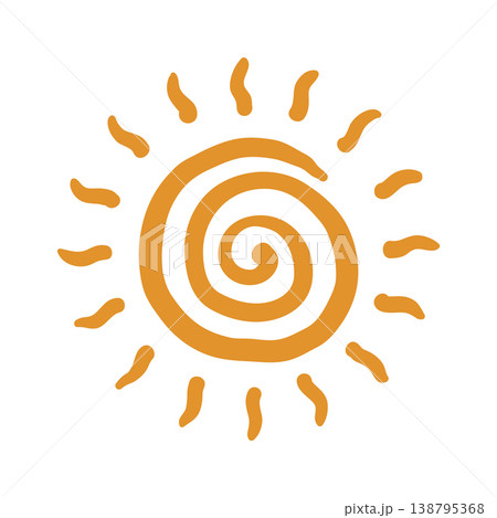 Sun Spiral Emblem With Handdrawn Rays 138795368
